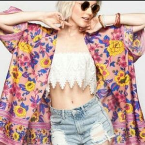 Billabong Pink Flower Kimono Cardigan/Cover Up